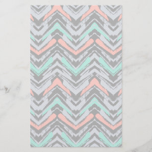 Papeterie Motif Chevron Gris, Turquoise Et Corail Tirée À