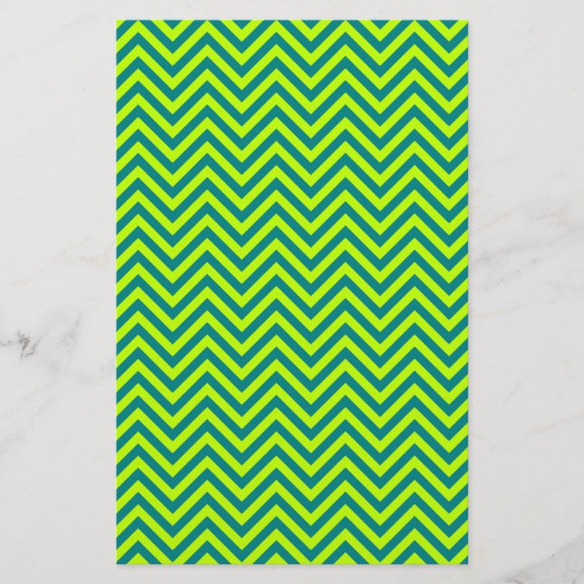 Papeterie Motif Chevron turquoise et Lime Green (Devant)