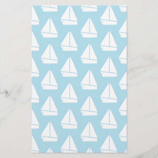 Papeterie Motif de bateau à voile bleu clair (Devant)