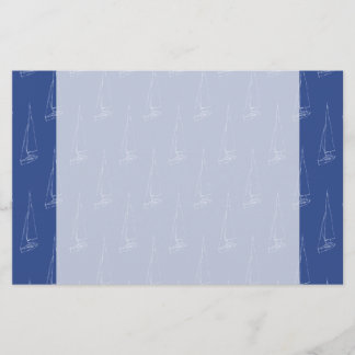 Papeterie Motif de bateau à voile. Bleu-foncé.