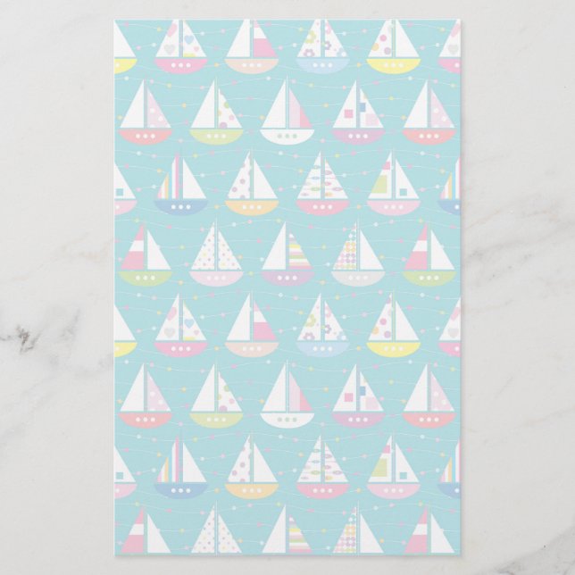 Papeterie Motif de bateau à voile Pastel (Devant)