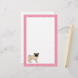 Papeterie Motif de cœur d'amour rose de Cartoon Mops de chie
