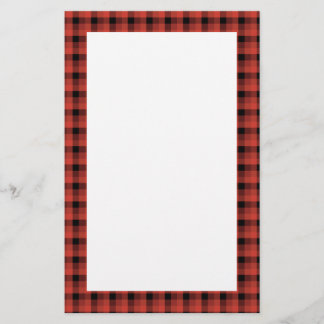 Papeterie Motif de contrôle de guingan. Plaid rouge et noir