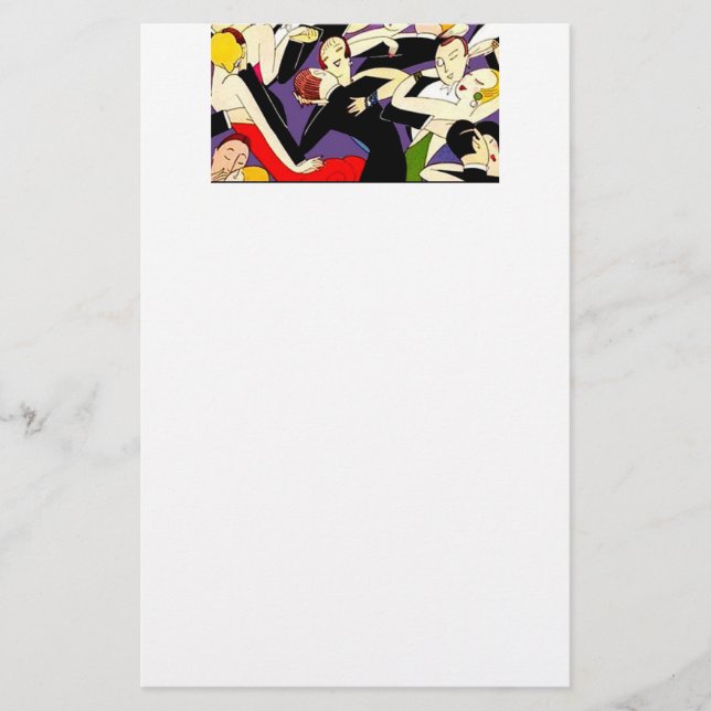 Papeterie Motif de couples de danse Art déco | Ère du Jazz d (Devant)