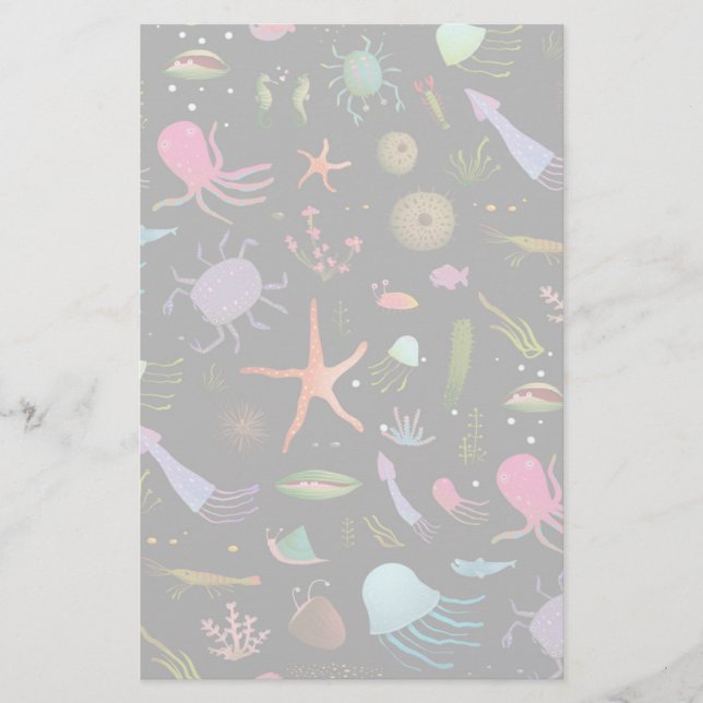Papeterie Motif de créatures de mer (Devant)