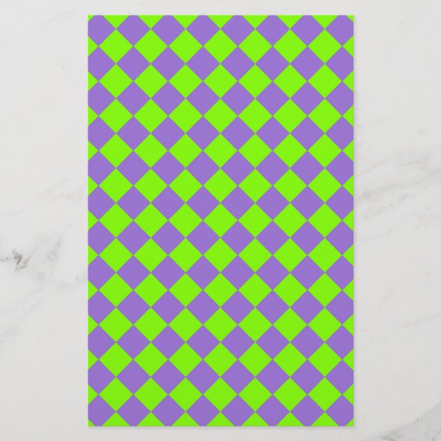 Papeterie Motif de diamant Purple Green Checker (Devant)