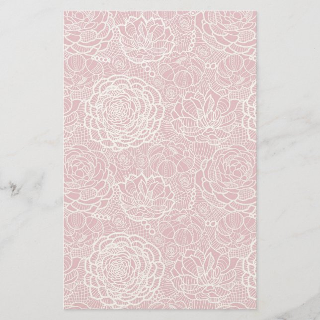 Papeterie motif de fleurs en dentelle bleue (Devant)