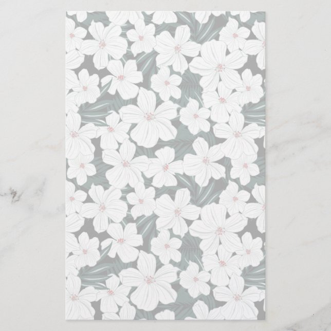 Papeterie Motif de fleurs tropical blanc (Devant)