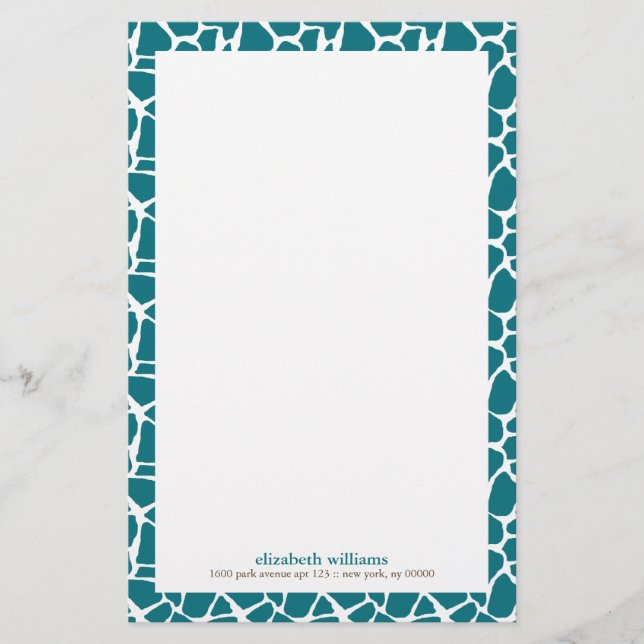 Papeterie Motif de girafe profondément Turquoise (Devant)
