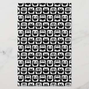 Papeterie Motif de hibou en noir et blanc