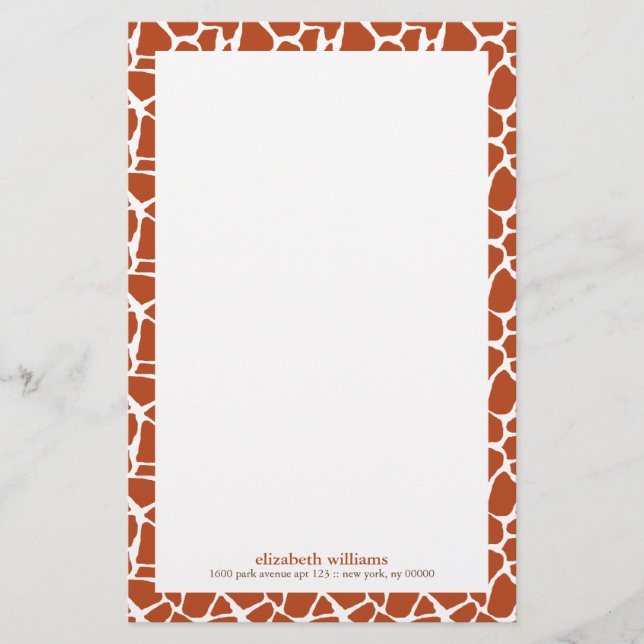 Papeterie Motif de la Giraffe orange (Devant)