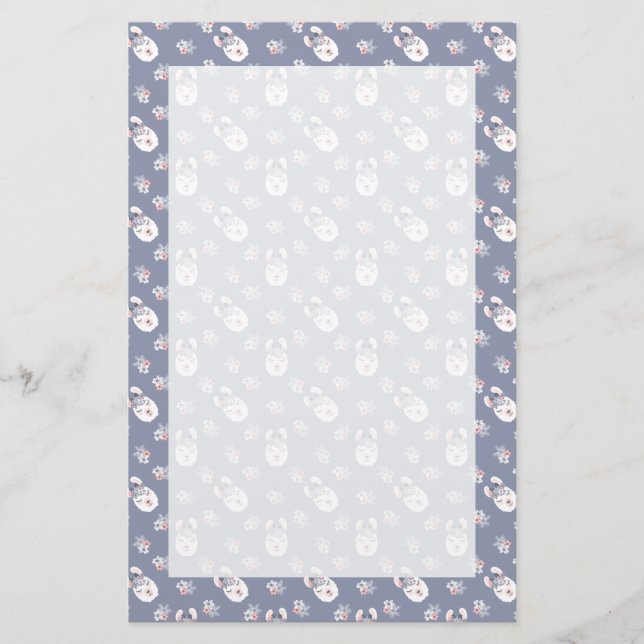 Papeterie Motif de lamas et de fleurs (Devant)