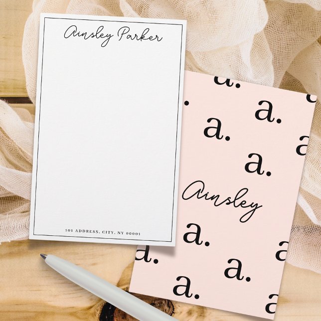 Papeterie Motif de monogramme personnalisé en écriture simpl (Créateur téléchargé)