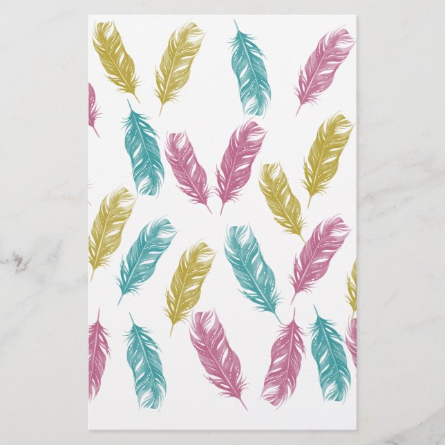 Papeterie Motif de plumes colorées (Devant)