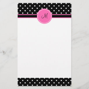 Papeterie Motif de point de Polka blanc et noir Monogram