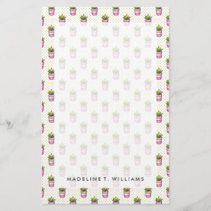 Papeterie Motif de point succulent de polka d'aquarelle