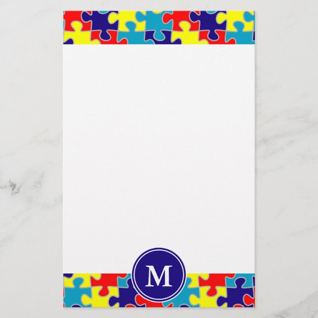 Papeterie Motif de puzzle Monogramme de sensibilisation à l' (Devant)