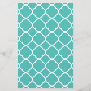 Papeterie Motif de Quatrefoil bleu-vert