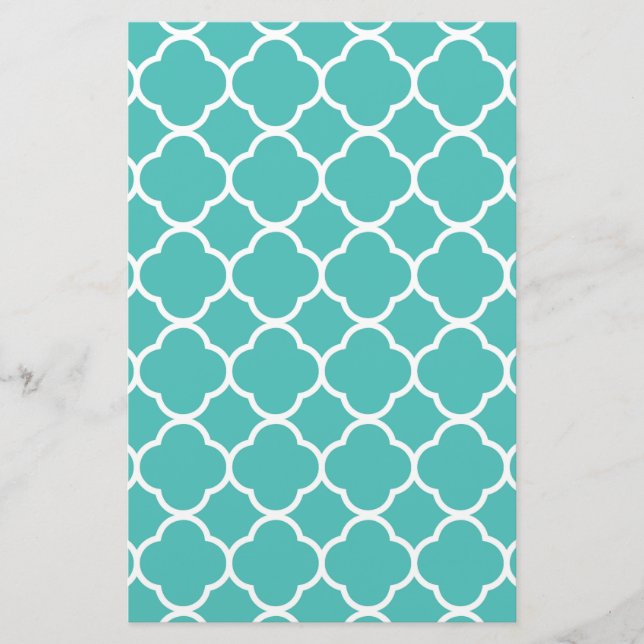 Papeterie Motif de Quatrefoil bleu-vert (Devant)