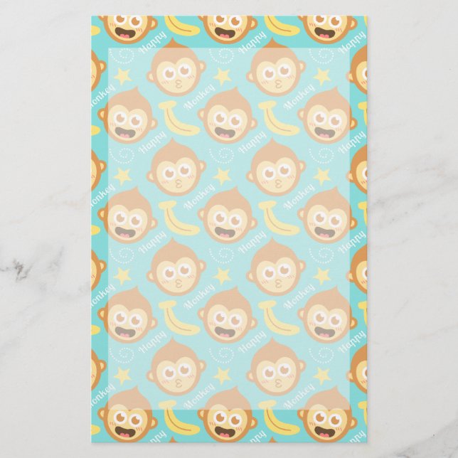 Papeterie Motif de singe mignon, heureux et effronté avec de (Devant)
