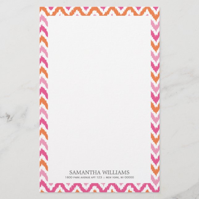 Papeterie Motif de Zigzag Ikat rose (Devant)