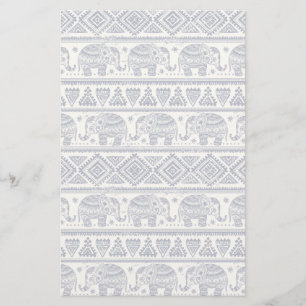 Papeterie Motif d'éléphant ethnique bleu