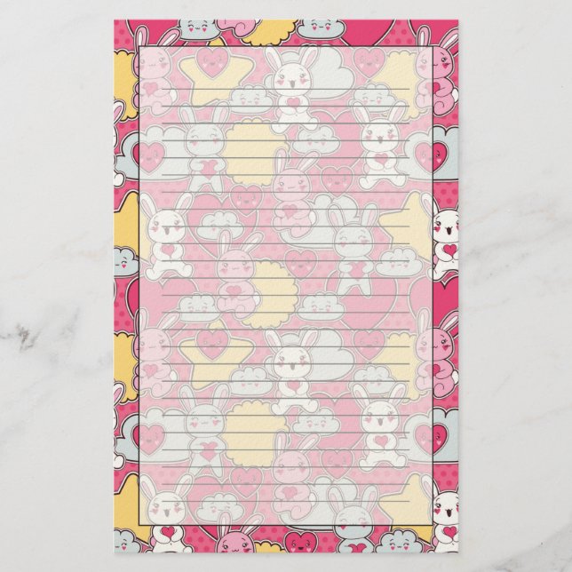 Papeterie Motif d'enfant de Kawaii avec des griffonnages (Devant)