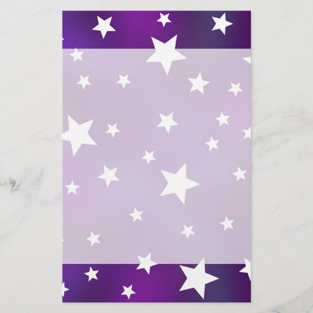 Papeterie Motif des étoiles violet et blanc (Devant)