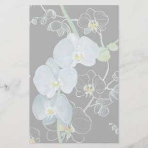 Papeterie Motif d'orchidées blanches d'aquarelle