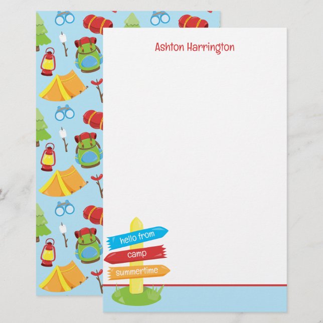 Papeterie Motif du camp d'été (Devant / Derrière)