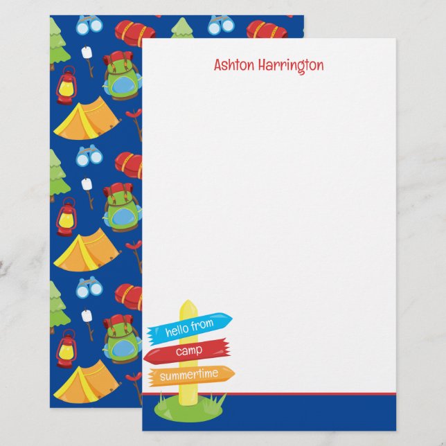 Papeterie Motif du camp d'été (Devant / Derrière)