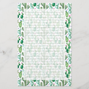 Papeterie Motif d'usines de cactus d'aquarelle