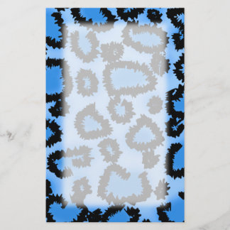 Papeterie Motif Empreinte de léopard noir et bleu.