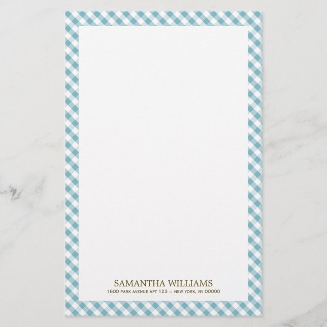 Papeterie Motif En vichy bleu doux (Devant)