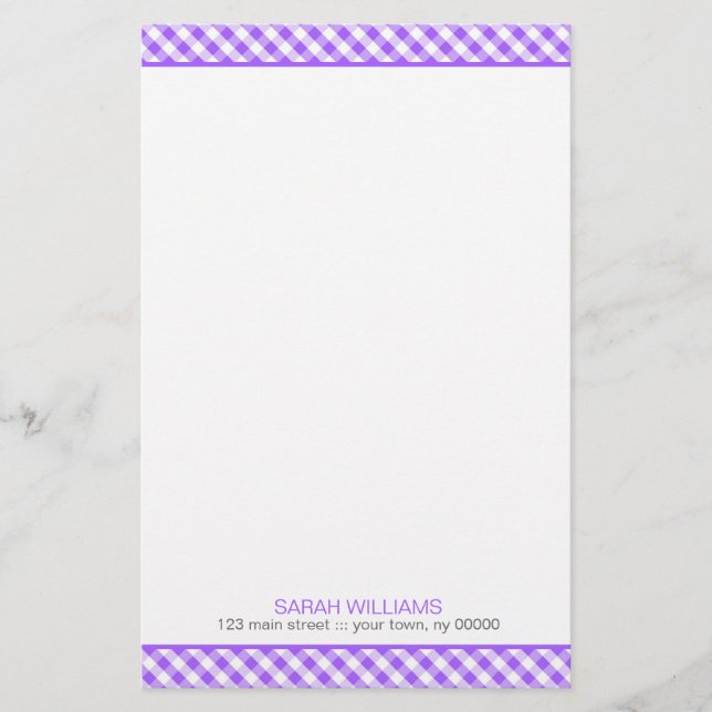 Papeterie Motif En vichy violet (Devant)