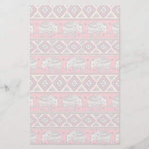 Papeterie Motif ethnique rose d'éléphant