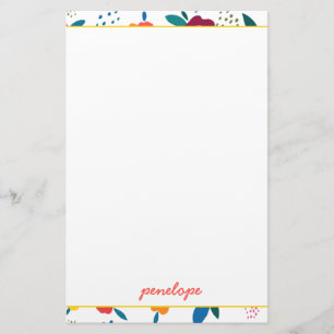 Papeterie Motif floral moderne du pavot Nom du script de cor