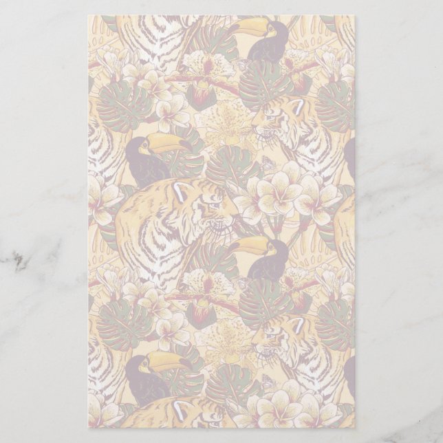Papeterie Motif floral tropical avec le tigre (Devant)