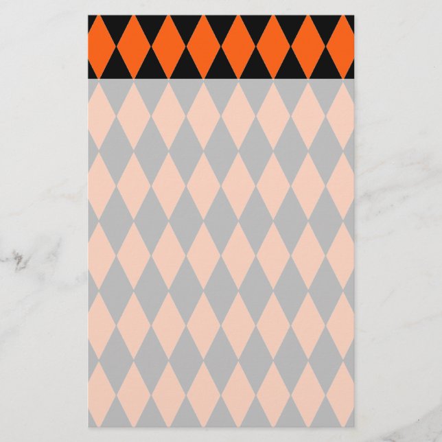Papeterie Motif génial de harlequin de diamant orange et (Devant)
