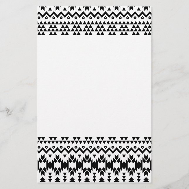 Papeterie Motif géométrique Aztec noir et blanc (Devant)