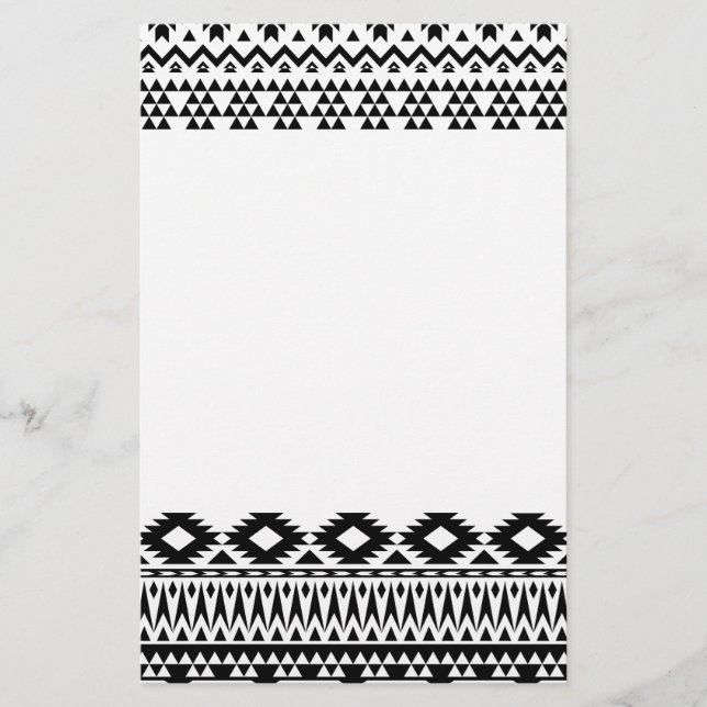 Papeterie Motif géométrique Aztec noir et blanc (Devant)