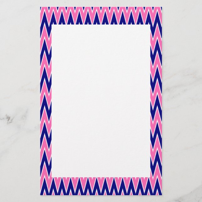 Papeterie Motif Hot Rose et Navy Blue Zigzag (Devant)