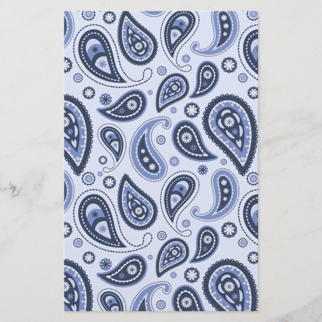 Papeterie Motif Paisley Bleu (Devant)