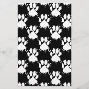 Papeterie Motif Paw Chien Blanc Avec Paint Splatter