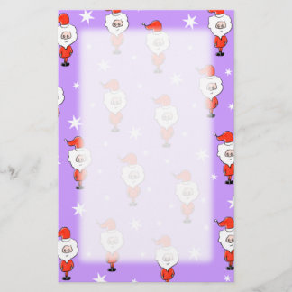 Papeterie Motif père Noël. Motif de Noël violet.
