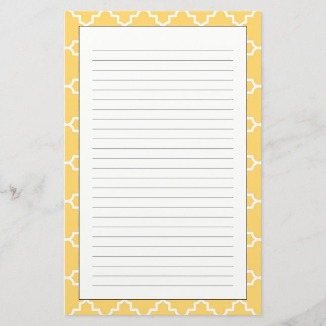 Papeterie Motif Quatrefoil jaune (Devant)
