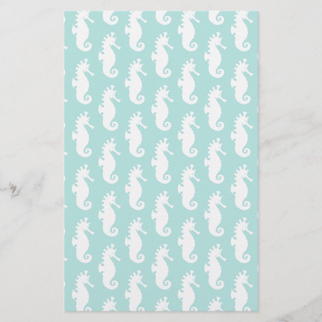 Papeterie Motif turquoise 1 d'hippocampe (Devant)