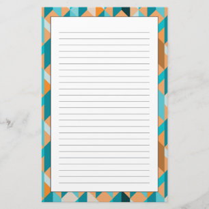 Papeterie Motif turquoise et orange de formes