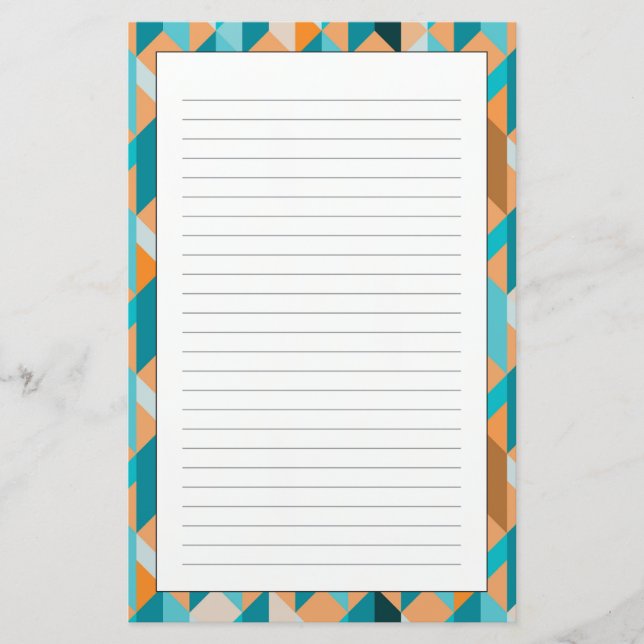Papeterie Motif turquoise et orange de formes (Devant)
