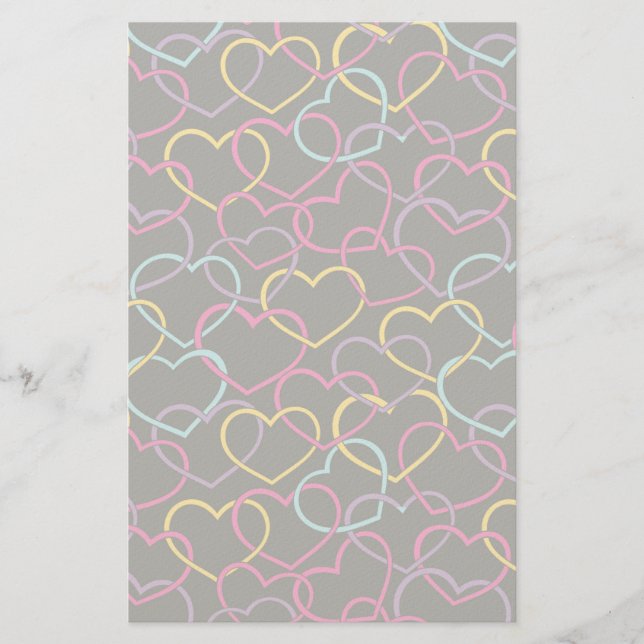 Papeterie Motif Valentin aux Coeurs de couleurs (Devant)